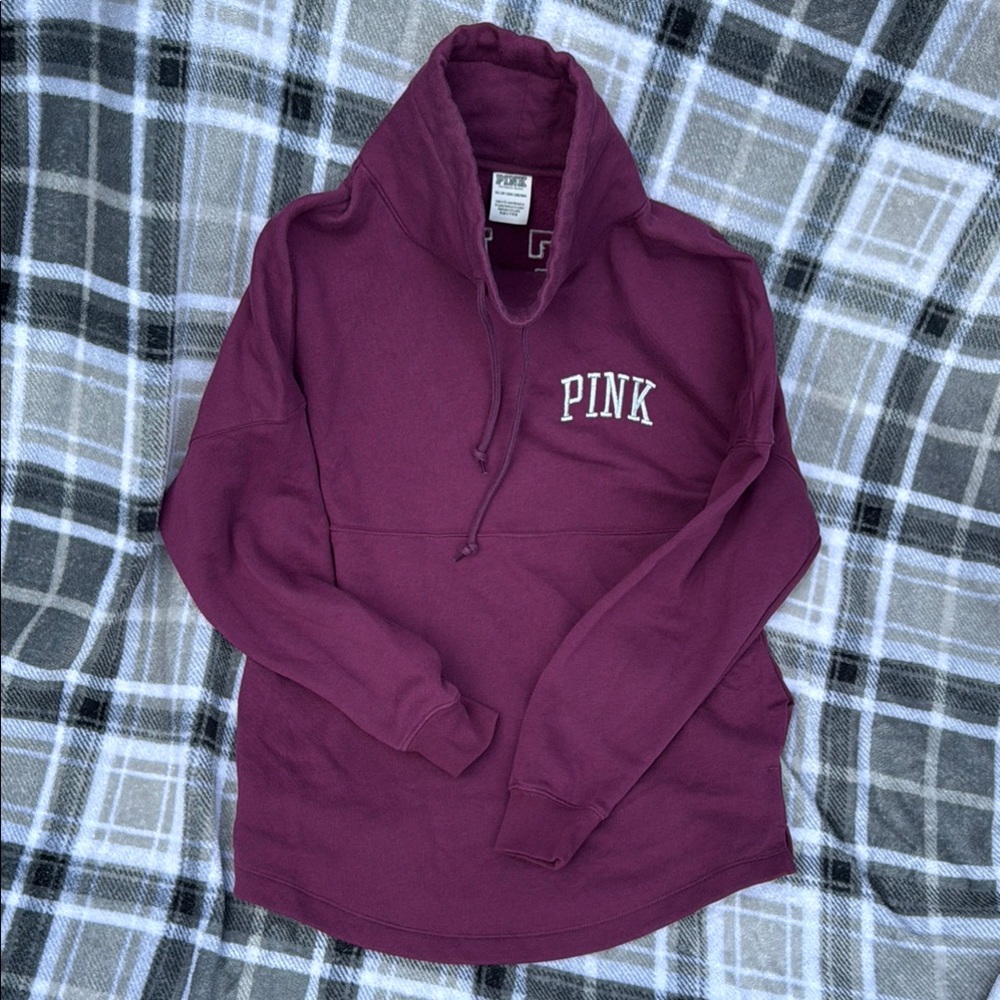 PINK Victoria's Secret Maroon Oversized Long Sleeve Hoodie